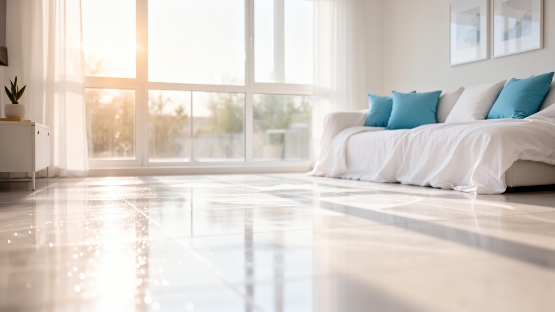 Bright, freshly cleaned studio apartment with sunlight pouring in